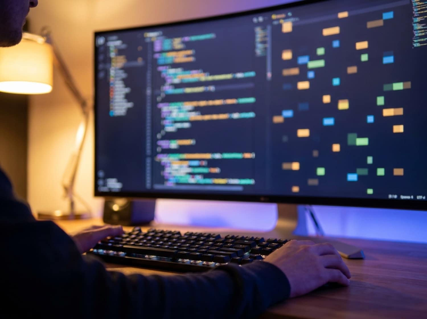 Entwickler prüft strukturierte Daten und Schema Markup im Quellcode einer Website